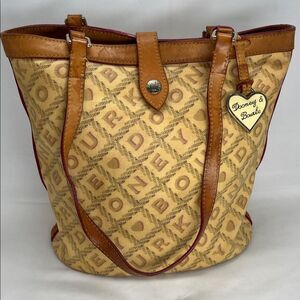 Vintage Dooney & Bourke Crossword Doodle Monogram Coated Canvas Bucket Bag